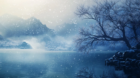 磨砂山水意境画