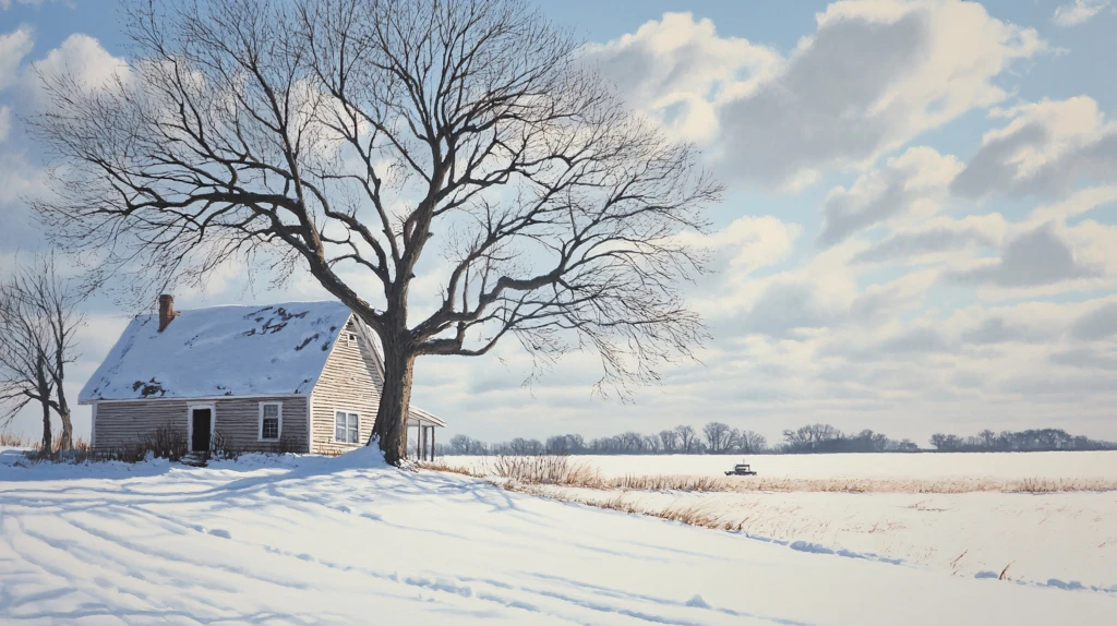 乡村田园家园雪景