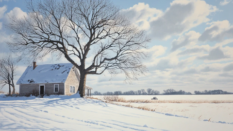 乡村田园家园雪景