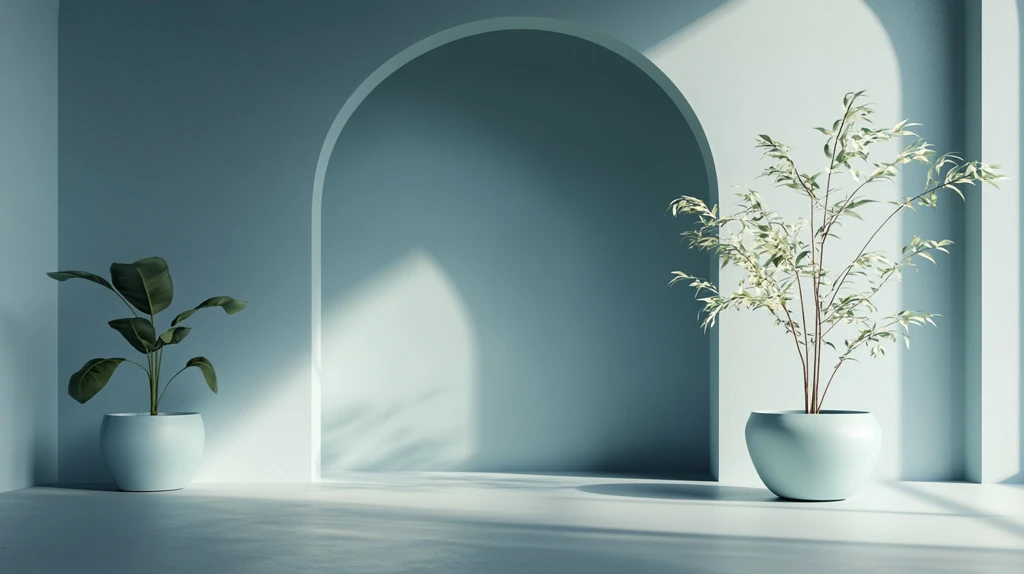 蓝色的房间里的植物