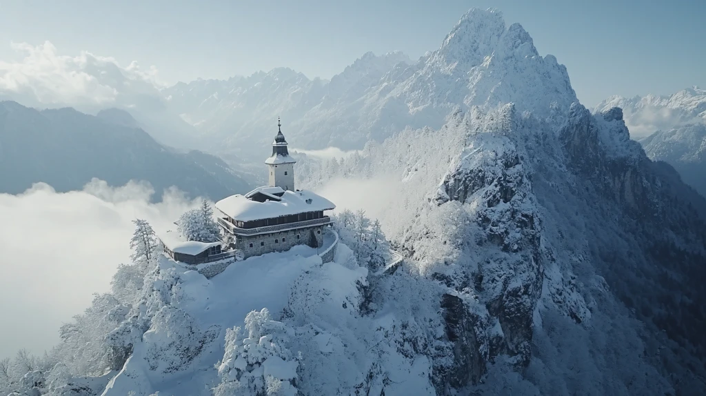 金顶云海雪景日出全景