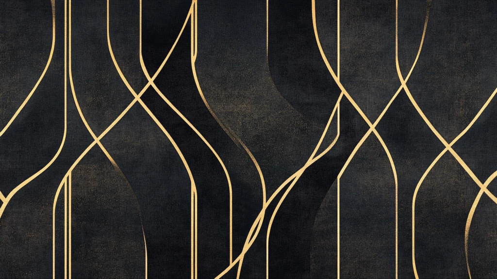 金色质感线条酒店壁画