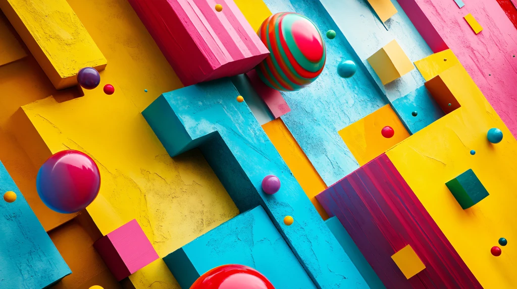 炫彩撞色立体质感背景