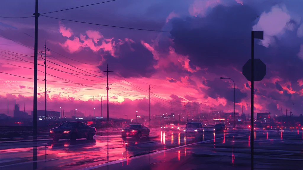 日本动漫风格晚霞