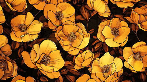 高精手绘黄金拉丝花卉