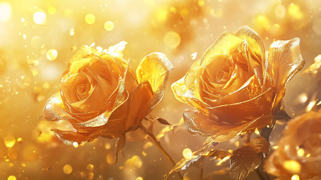 金色玫瑰花鲜艳