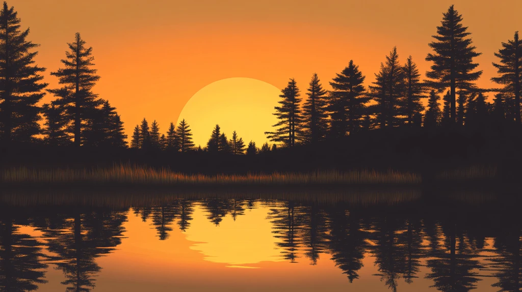 水面倒影月圆之夜