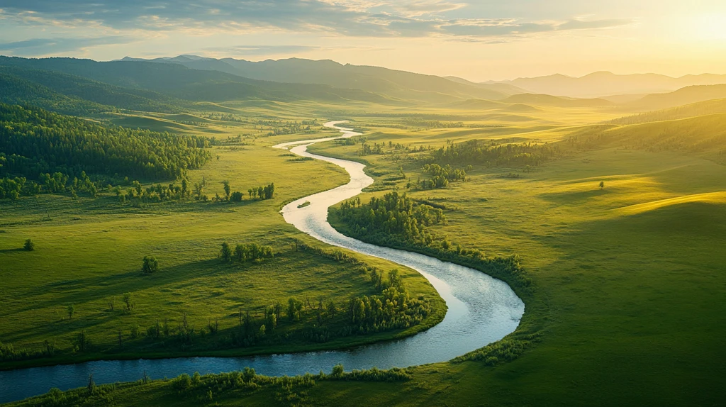 草原蜿蜒河流