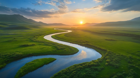 夏季莫日格勒河落日