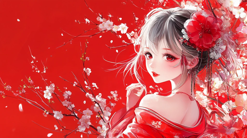 红衣少女设计古风