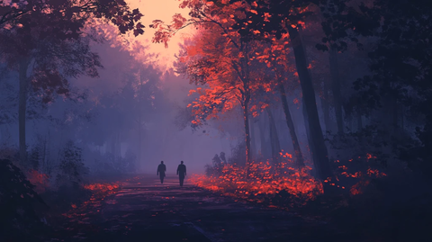 林间小路上的情侣