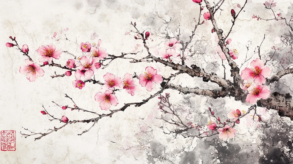 水彩梅花墙纸