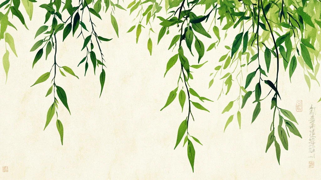 柳树枝叶背景装饰画