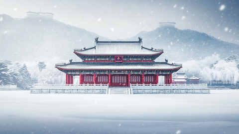 下雪的宫廷建筑