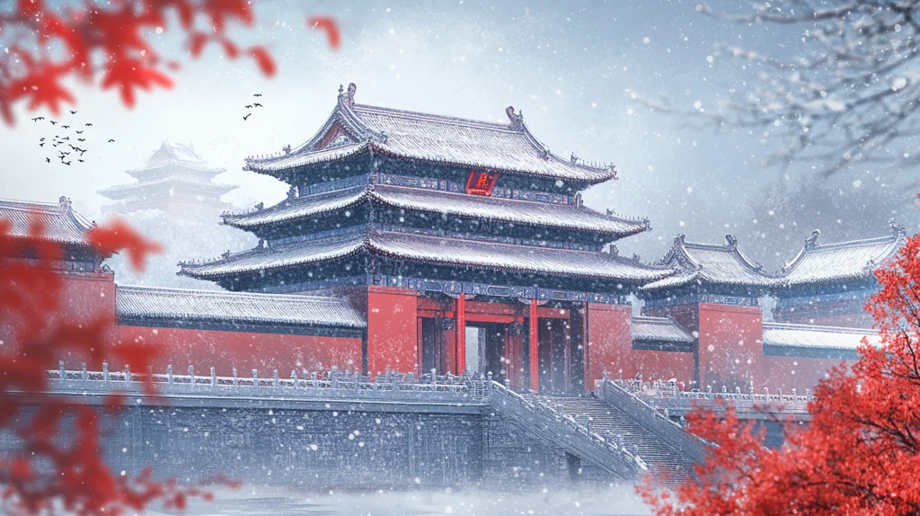 故宫冬天插画
