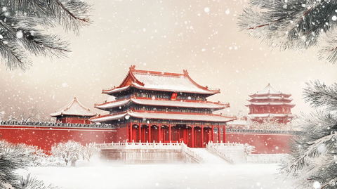 故宫冬天插画