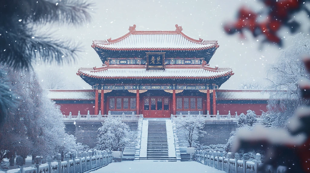 下雪的宫廷建筑