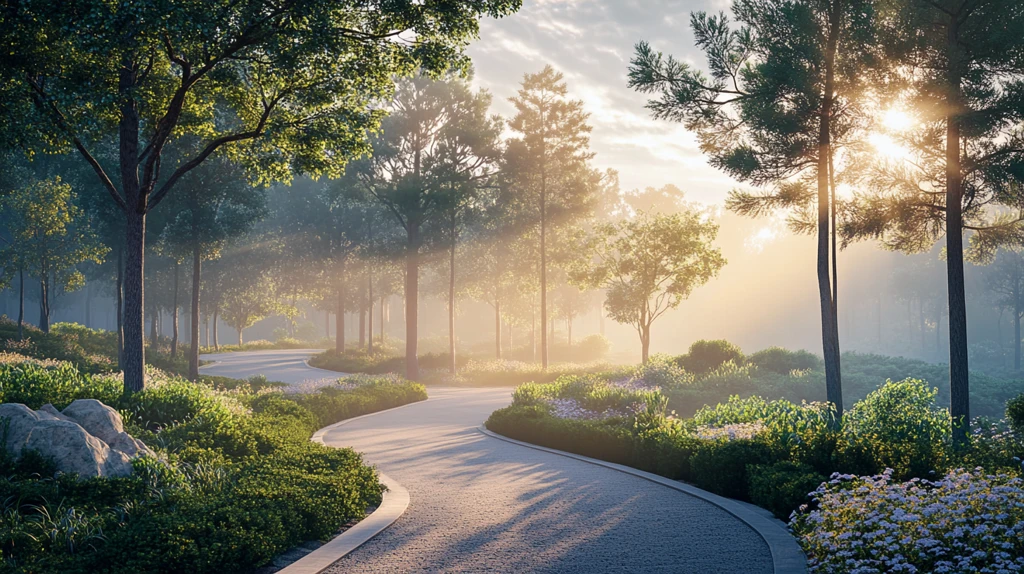 夕阳下的林间小路