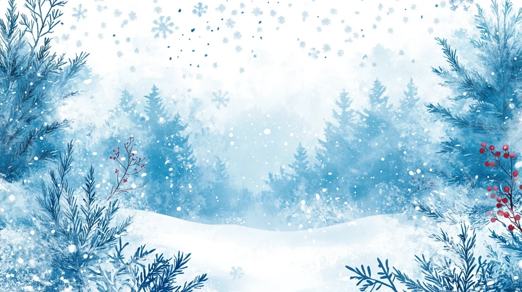 手绘冬季主题朦胧插画