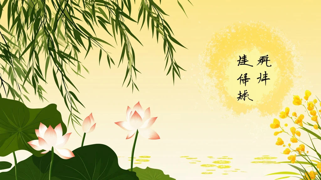 莲叶插画插图海报配图