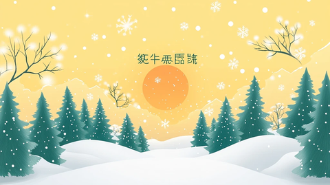 圣诞节雪景插画