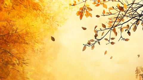 手绘秋季主题朦胧插画