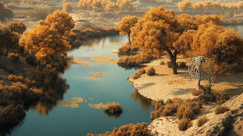 唯美金色胡杨树