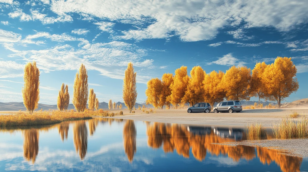 唯美金色胡杨树