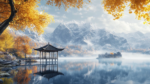 山水楼阁雅致意境风