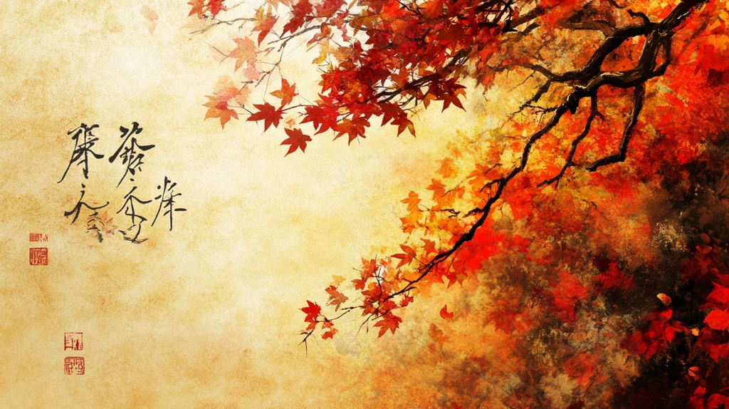 枫叶与汉字纹理