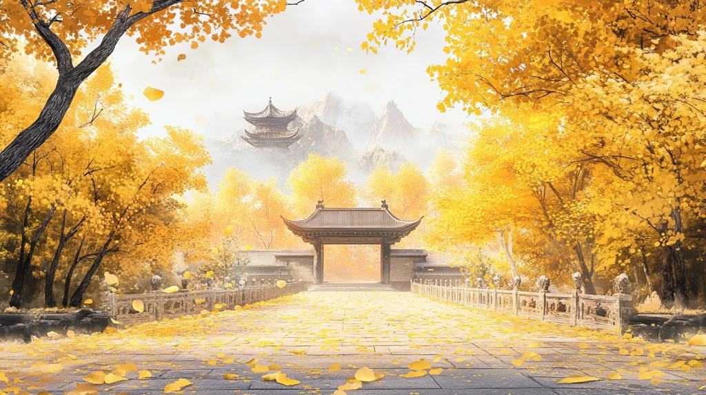 古风秋天景色插画