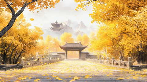 古风秋天景色插画