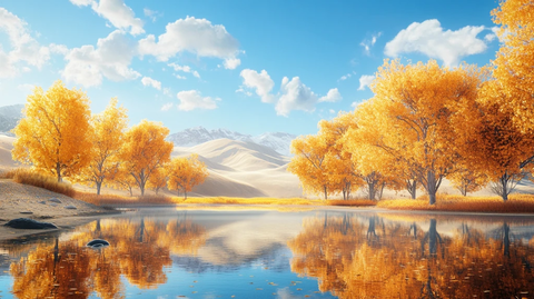 唯美金色胡杨树