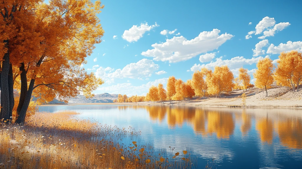 唯美金色胡杨树