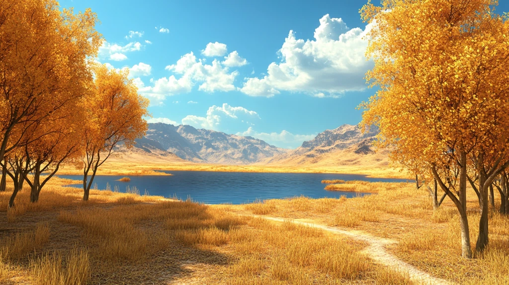 唯美金色胡杨树