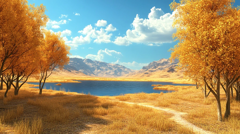 唯美金色胡杨树