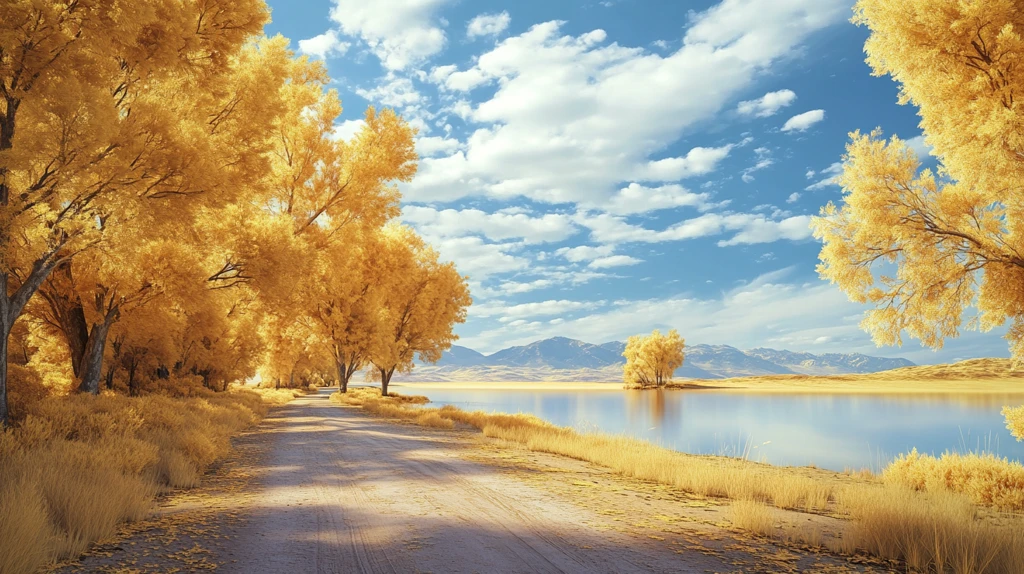 唯美金色胡杨树