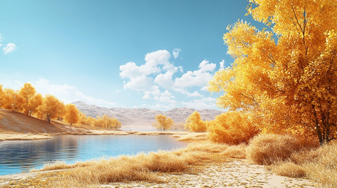 唯美金色胡杨树