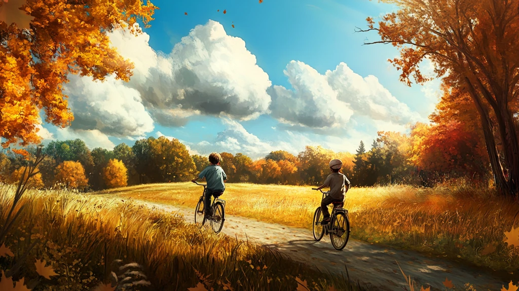 郊外小路快乐骑行