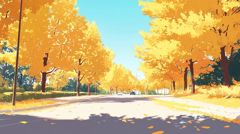 秋天的马路素材