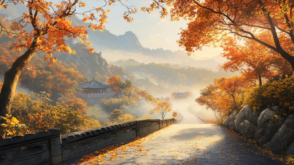 古风秋天景色插画