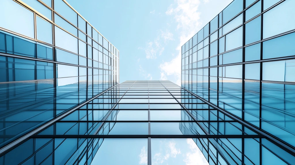 蓝色玻璃墙建筑