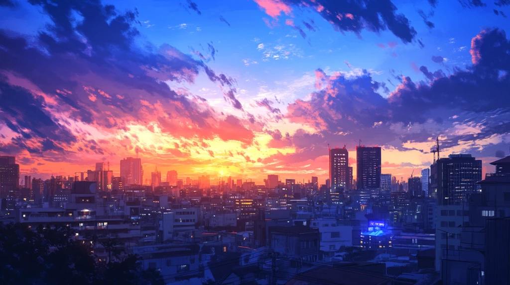 日本动漫风格晚霞