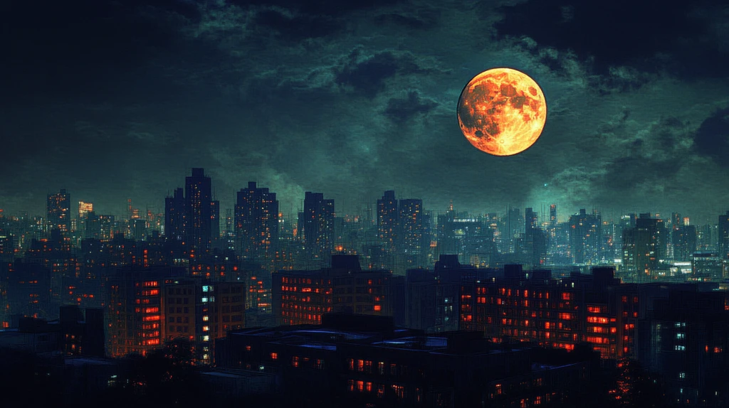 满月城市夜景