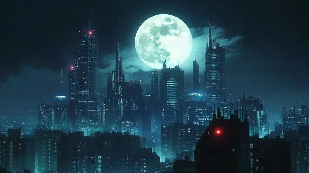 月光下的城市插画