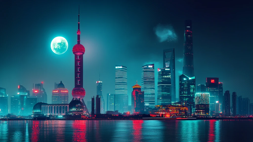 陆家嘴圆月夜景