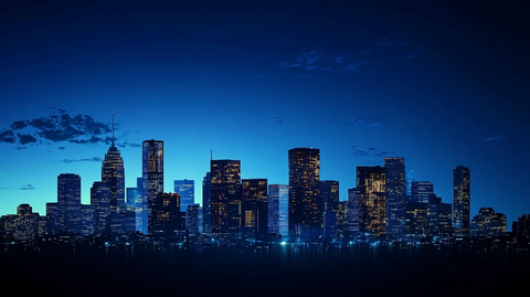 蓝色质感渐变城市