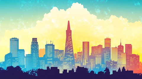 洛杉矶插画宣传背景