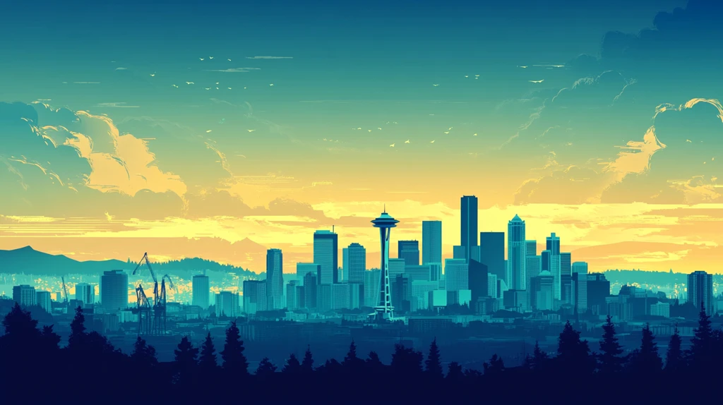 西雅图插画宣传背景