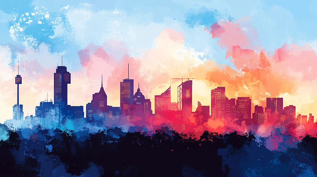 墨尔本城市水彩